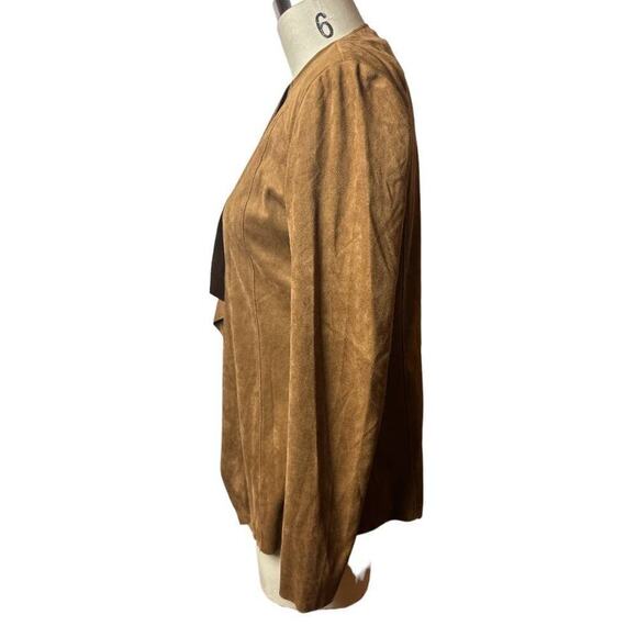Mango Tan Brown Faux Suede Open Front Lightweight Jacket Women's Size XS - Picture 2 of 6